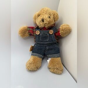 Bear Works Small Plush Brown Bear Overalls shirt plushy stuffed animal
